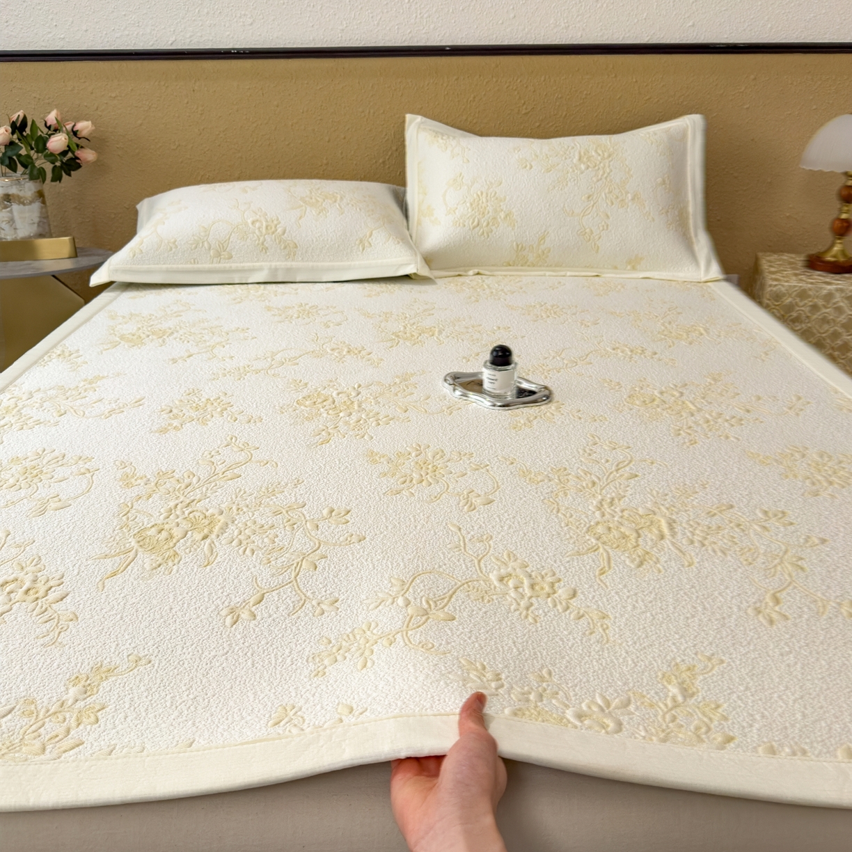 孩子王家纺 2026新款夏天冰丝A类母婴级凉感值过0.21冰豆豆家用凉席子夏季-思琳娜 思琳娜-淡黄