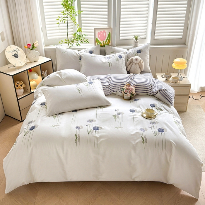 91家纺网 家纺一手货源 找家纺 黛妮雅 2026新款AB版全棉印花单被套床单枕套 送买家秀 蒲公英