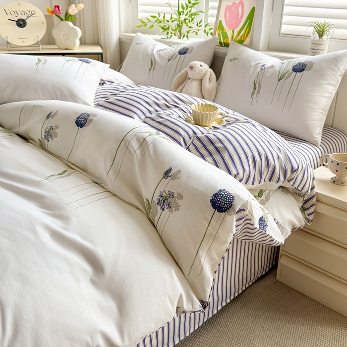 91家纺网 家纺一手货源 找家纺 黛妮雅 2026新款AB版全棉印花单被套床单枕套 送买家秀 蒲公英