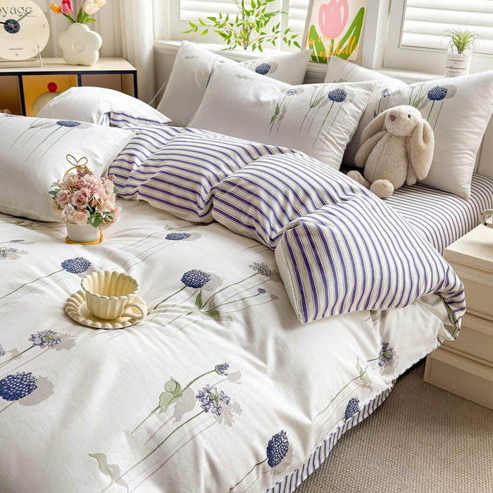 91家纺网 家纺一手货源 找家纺 黛妮雅 2026新款AB版全棉印花单被套床单枕套 送买家秀 蒲公英