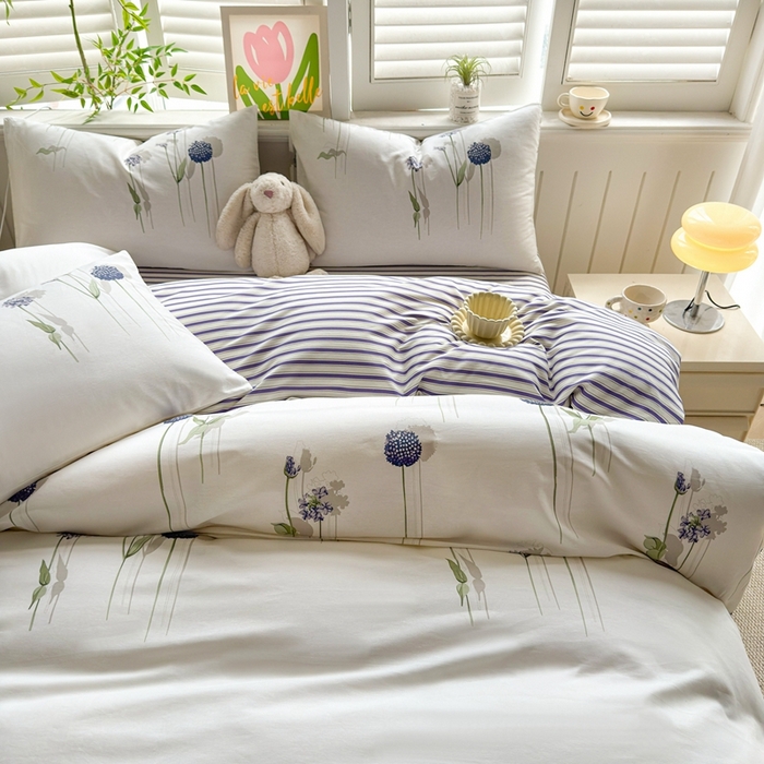 91家纺网 家纺一手货源 找家纺 黛妮雅 2026新款AB版全棉印花单被套床单枕套 送买家秀 蒲公英