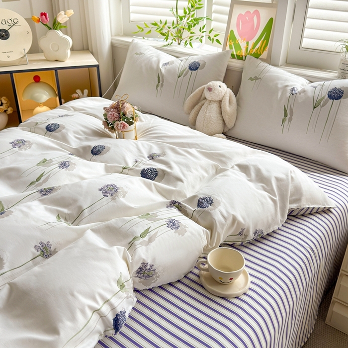 91家纺网 家纺一手货源 找家纺 黛妮雅 2026新款AB版全棉印花单被套床单枕套 送买家秀 蒲公英