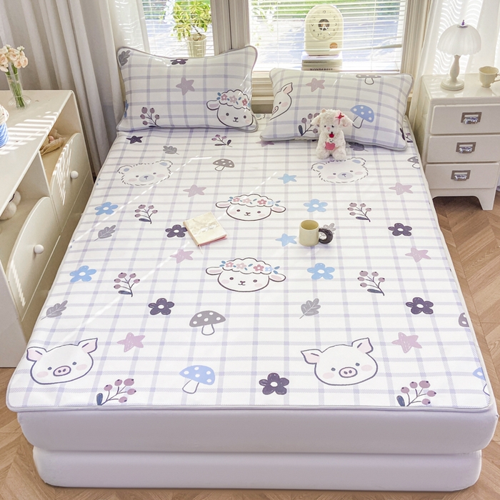 91家纺网 家纺一手货源 找家纺 麋兔 2026新款凉感小冰皮软席席子凉席 萌宠园