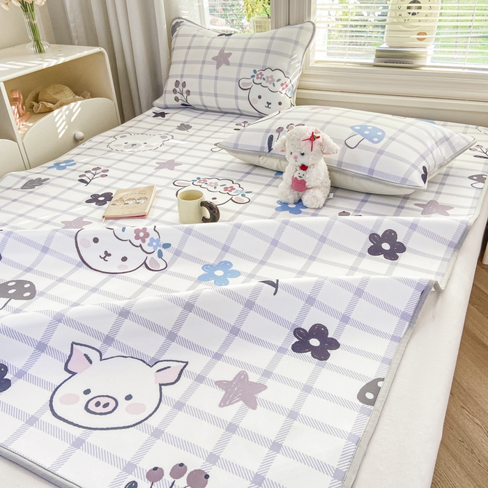 91家纺网 家纺一手货源 找家纺 麋兔 2026新款凉感小冰皮软席席子凉席 萌宠园