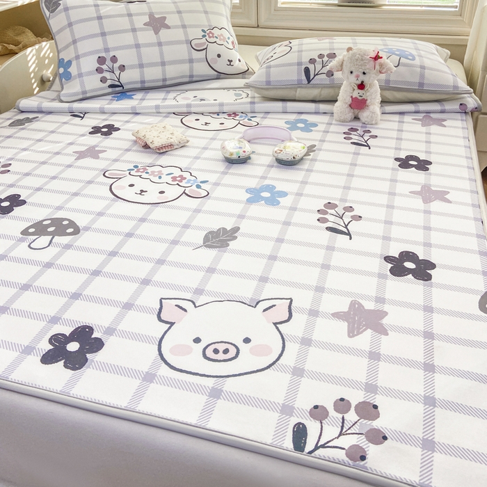 91家纺网 家纺一手货源 找家纺 麋兔 2026新款凉感小冰皮软席席子凉席 萌宠园