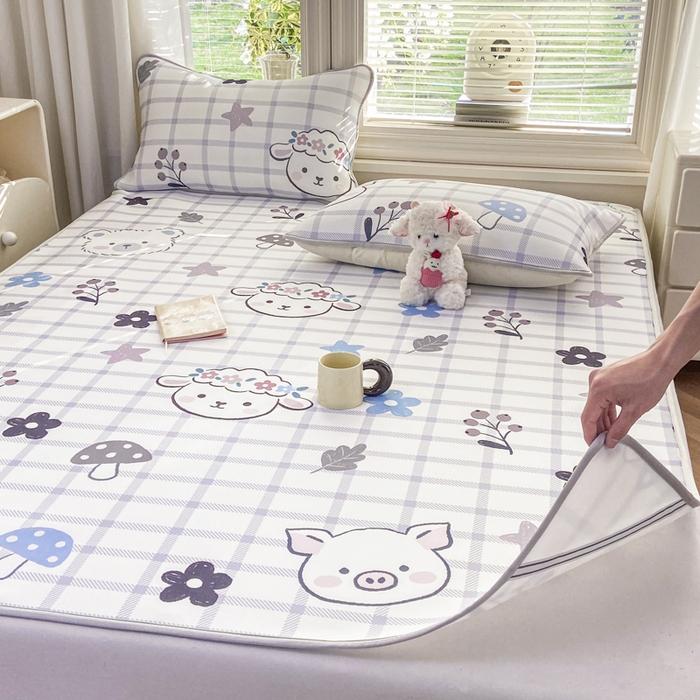 91家纺网 家纺一手货源 找家纺 麋兔 2026新款凉感小冰皮软席席子凉席 萌宠园