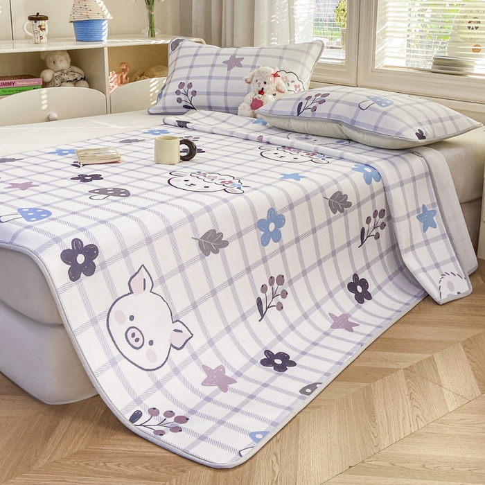 91家纺网 家纺一手货源 找家纺 麋兔 2026新款凉感小冰皮软席席子凉席 萌宠园