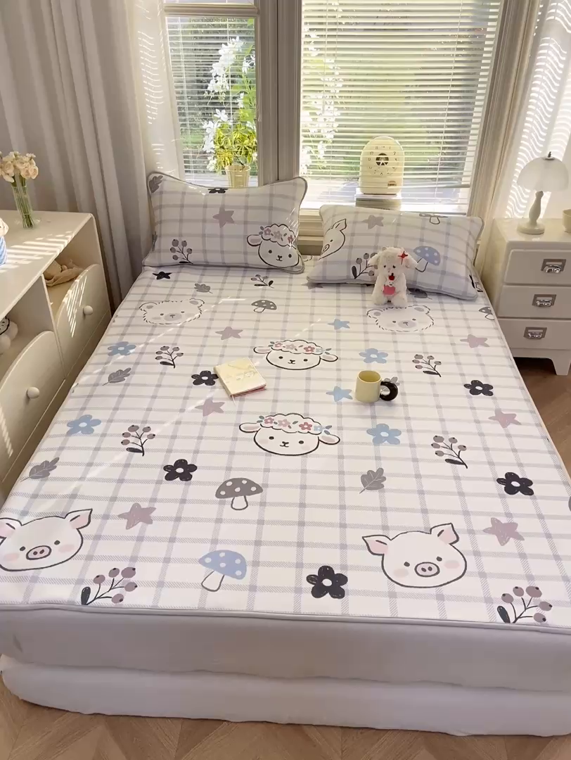 91家纺网 家纺一手货源 找家纺 麋兔 2026新款凉感小冰皮软席席子凉席 萌宠园