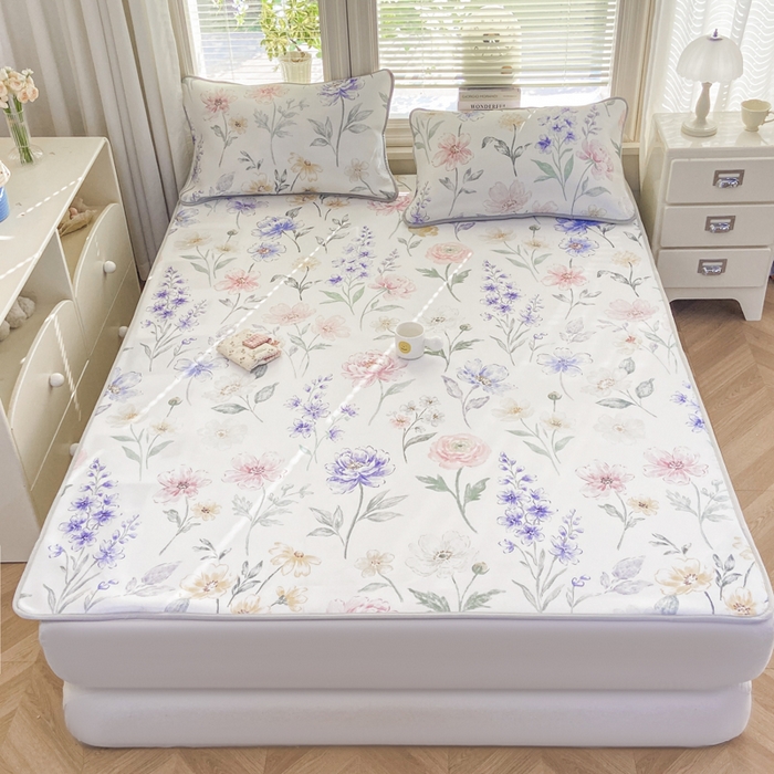 91家纺网 家纺一手货源 找家纺 麋兔 2026新款凉感小冰皮软席席子凉席 莫奈花野