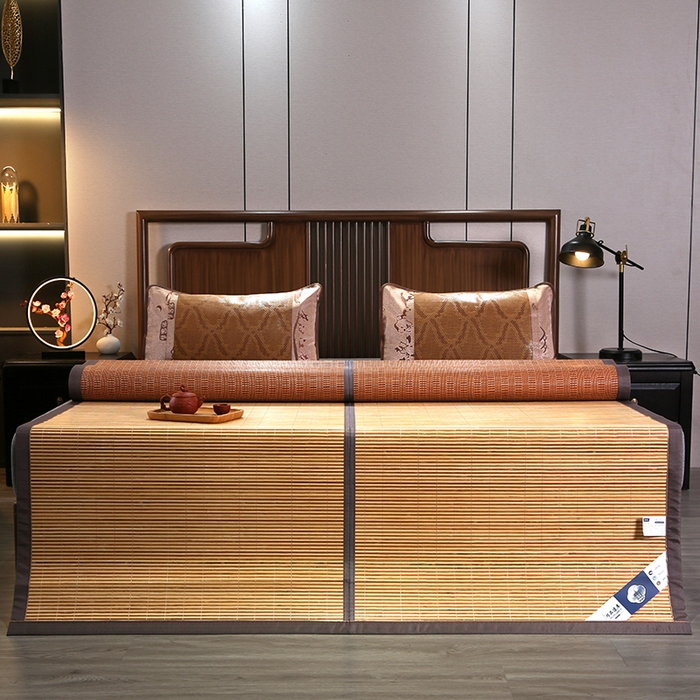 91家纺网 家纺一手货源 找家纺 鸣创 2026新款竹席凉席冰丝席碳化双面竹凉席草席藤席 亲肤雅韵