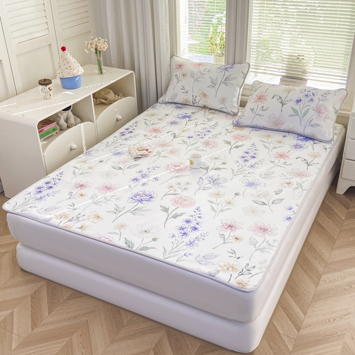 91家纺网 家纺一手货源 找家纺 麋兔 2026新款凉感小冰皮软席席子凉席 莫奈花野