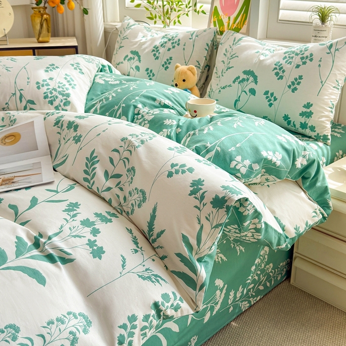 91家纺网 家纺一手货源 找家纺 黛妮雅 2026新款AB版全棉印花单被套床单枕套 送买家秀 青枝绿叶