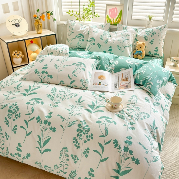 91家纺网 家纺一手货源 找家纺 黛妮雅 2026新款AB版全棉印花单被套床单枕套 送买家秀 青枝绿叶
