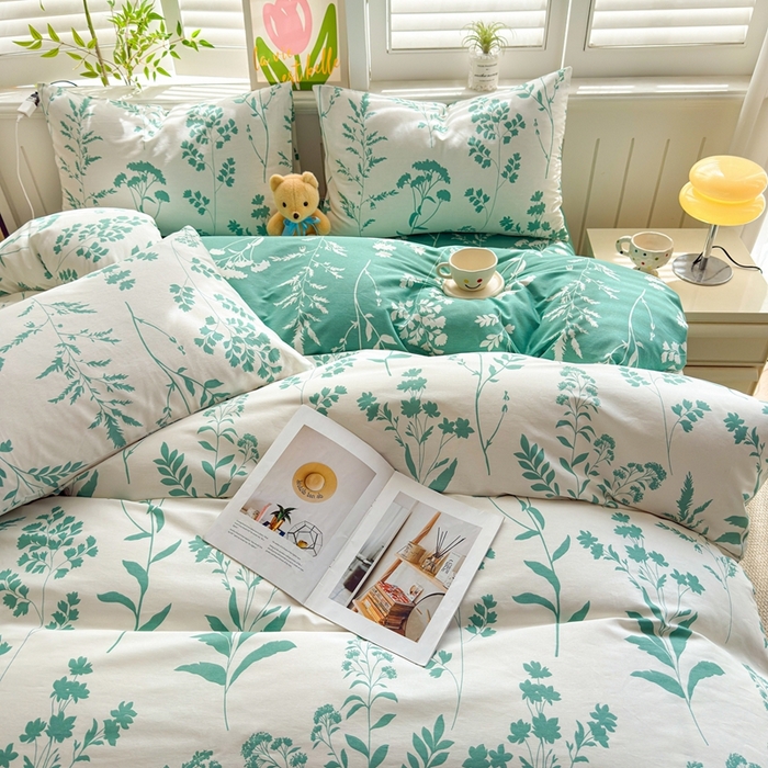 91家纺网 家纺一手货源 找家纺 黛妮雅 2026新款AB版全棉印花单被套床单枕套 送买家秀 青枝绿叶