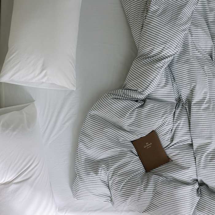 91家纺网 家纺一手货源 找家纺 棉眠 2026新款调色盘全棉纯棉水洗棉混搭单品系列-条纹单被套 灰条