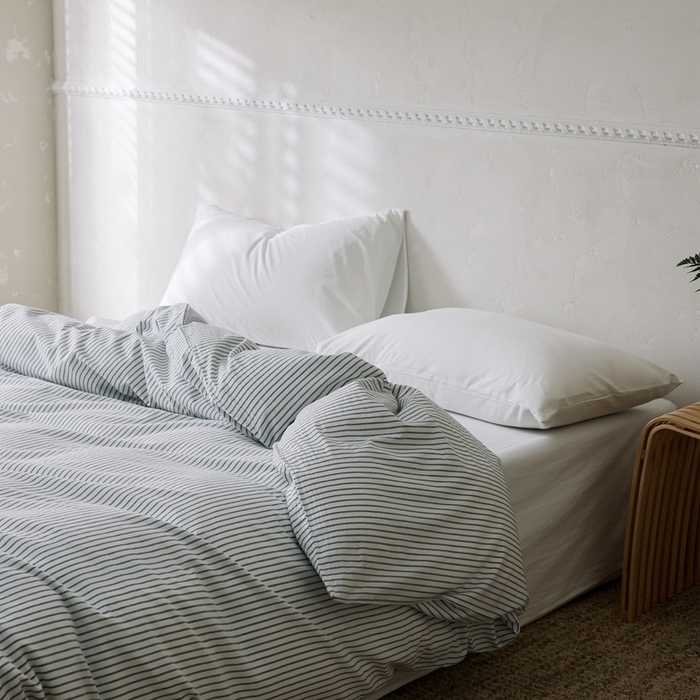 91家纺网 家纺一手货源 找家纺 棉眠 2026新款调色盘全棉纯棉水洗棉混搭单品系列-条纹单被套 灰条