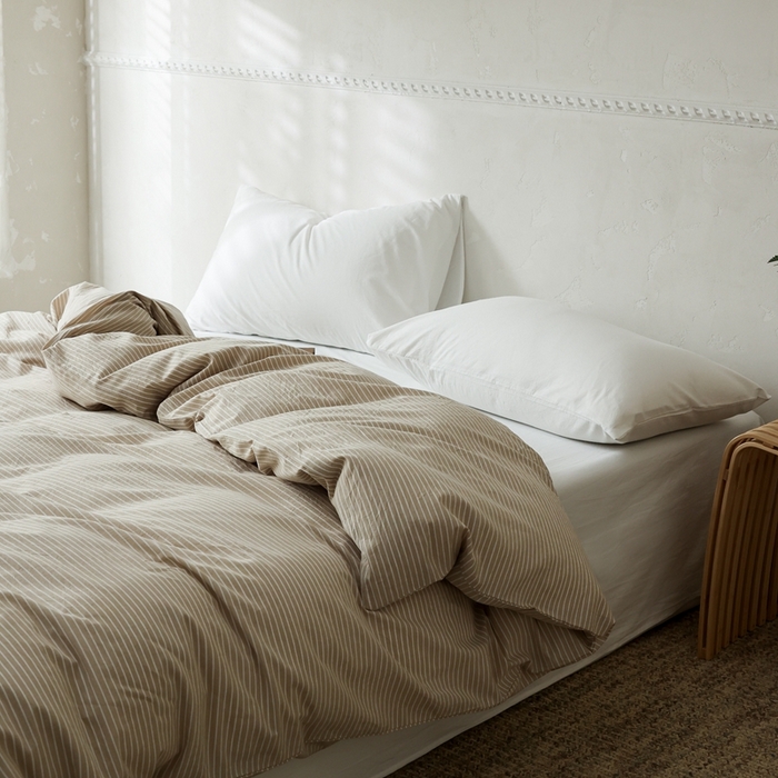 91家纺网 家纺一手货源 找家纺 棉眠 2026新款调色盘全棉纯棉水洗棉混搭单品系列-条纹单被套 卡其条