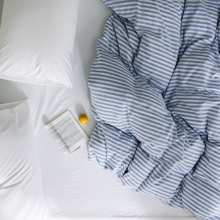 91家纺网 家纺一手货源 找家纺 棉眠 2026新款调色盘全棉纯棉水洗棉混搭单品系列-条纹单被套 蓝条