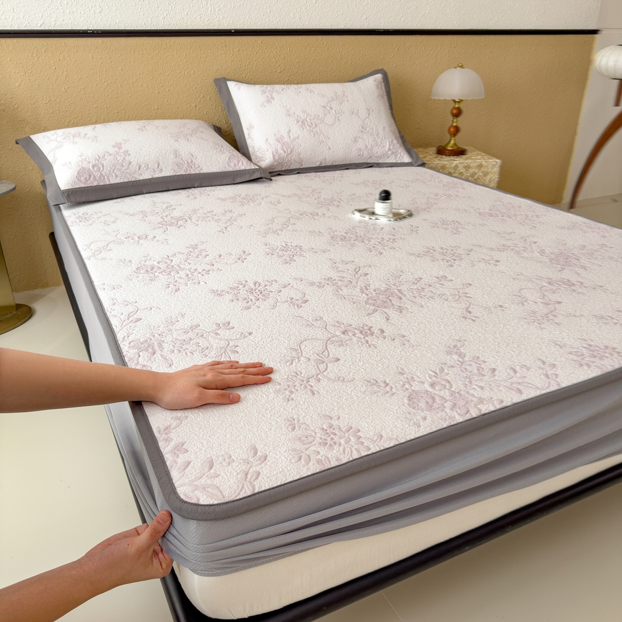 91家纺网 家纺一手货源 找家纺 孩子王家纺 2026新款夏天冰丝A类母婴级凉感值过0.21冰豆豆家用凉席子夏季-思琳娜 思琳娜-淡雅紫