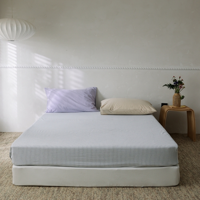 91家纺网 家纺一手货源 找家纺 （总）棉眠 2026新款调色盘全棉纯棉水洗棉混搭单品系列-条纹单床笠