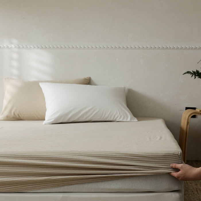 91家纺网 家纺一手货源 找家纺 （总）棉眠 2026新款调色盘全棉纯棉水洗棉混搭单品系列-条纹单床笠