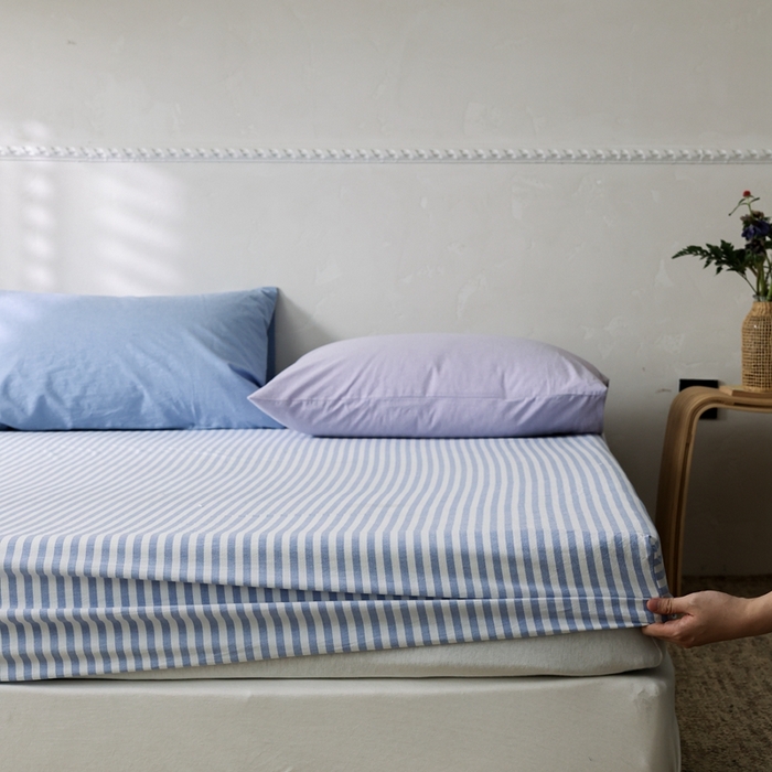 91家纺网 家纺一手货源 找家纺 （总）棉眠 2026新款调色盘全棉纯棉水洗棉混搭单品系列-条纹单床笠