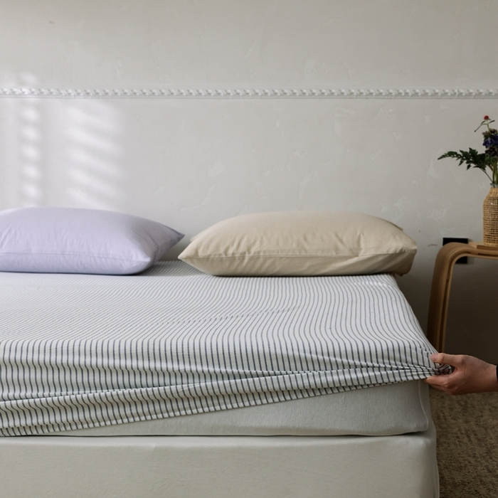 91家纺网 家纺一手货源 找家纺 （总）棉眠 2026新款调色盘全棉纯棉水洗棉混搭单品系列-条纹单床笠