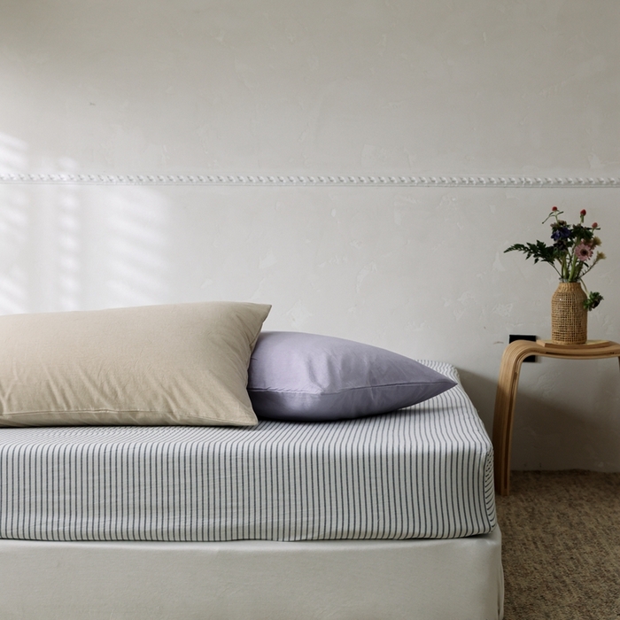 91家纺网 家纺一手货源 找家纺 棉眠 2026新款调色盘全棉纯棉水洗棉混搭单品系列-条纹单床笠 灰条