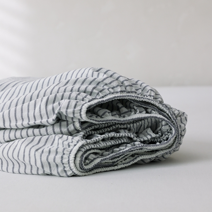 91家纺网 家纺一手货源 找家纺 棉眠 2026新款调色盘全棉纯棉水洗棉混搭单品系列-条纹单床笠 灰条