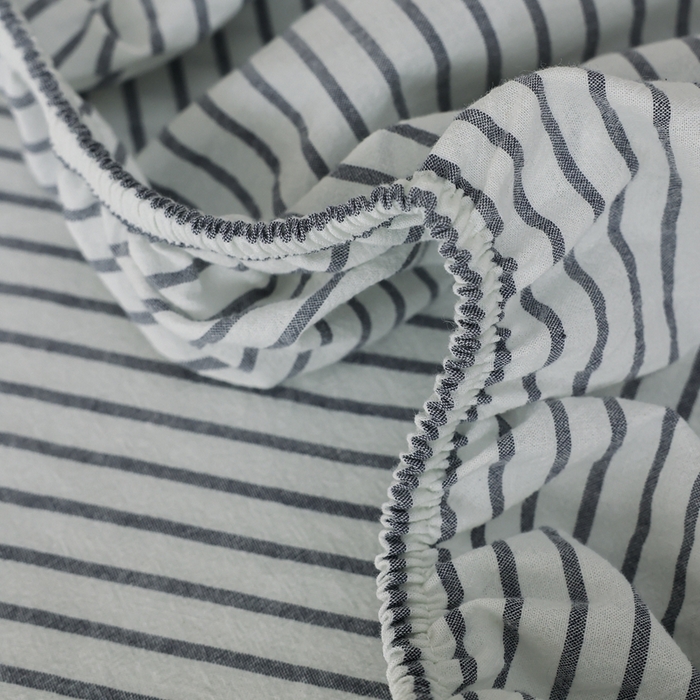 91家纺网 家纺一手货源 找家纺 棉眠 2026新款调色盘全棉纯棉水洗棉混搭单品系列-条纹单床笠 灰条