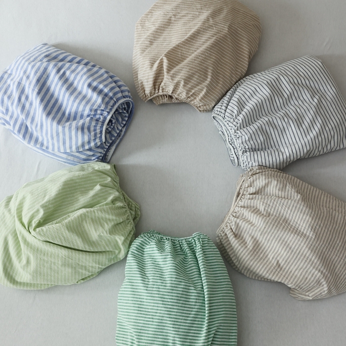 棉眠 2026新款调色盘全棉纯棉水洗棉混搭单品系列-条纹单床笠 组合图仅供展示不可下单