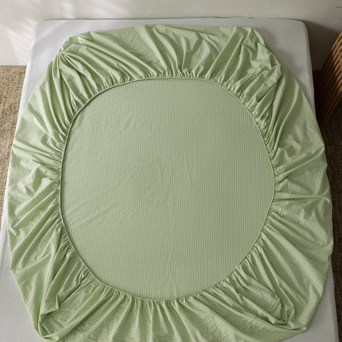 91家纺网 家纺一手货源 找家纺 棉眠 2026新款调色盘全棉纯棉水洗棉混搭单品系列-条纹单床笠 蜜瓜条