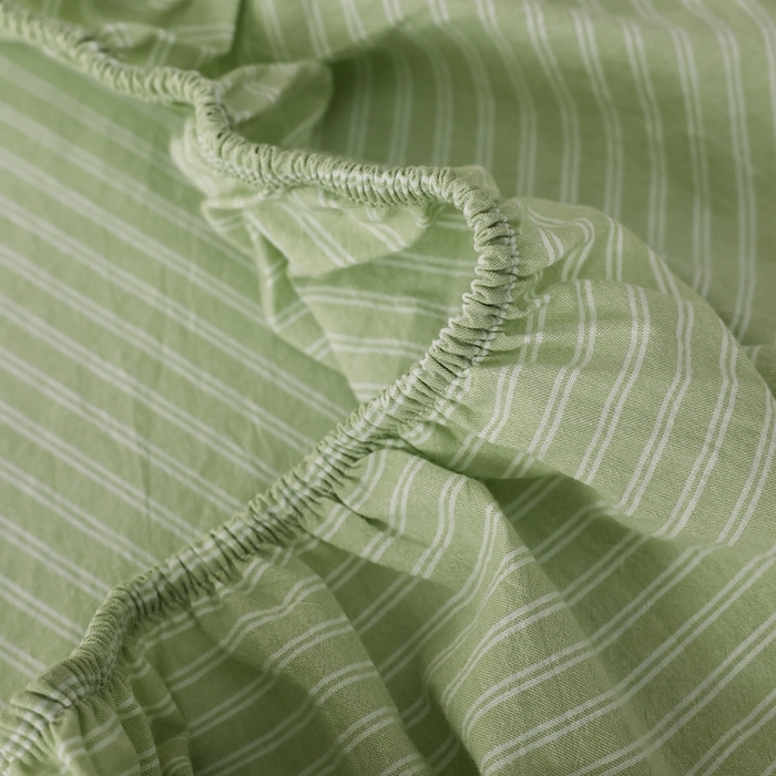 91家纺网 家纺一手货源 找家纺 棉眠 2026新款调色盘全棉纯棉水洗棉混搭单品系列-条纹单床笠 蜜瓜条