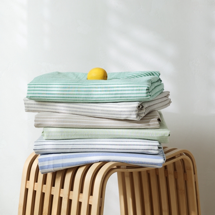 91家纺网 家纺一手货源 找家纺 （总）棉眠 2026新款调色盘全棉纯棉水洗棉混搭单品系列-条纹单床单