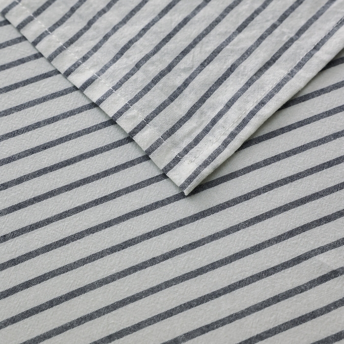 91家纺网 家纺一手货源 找家纺 棉眠 2026新款调色盘全棉纯棉水洗棉混搭单品系列-条纹单床单 灰条