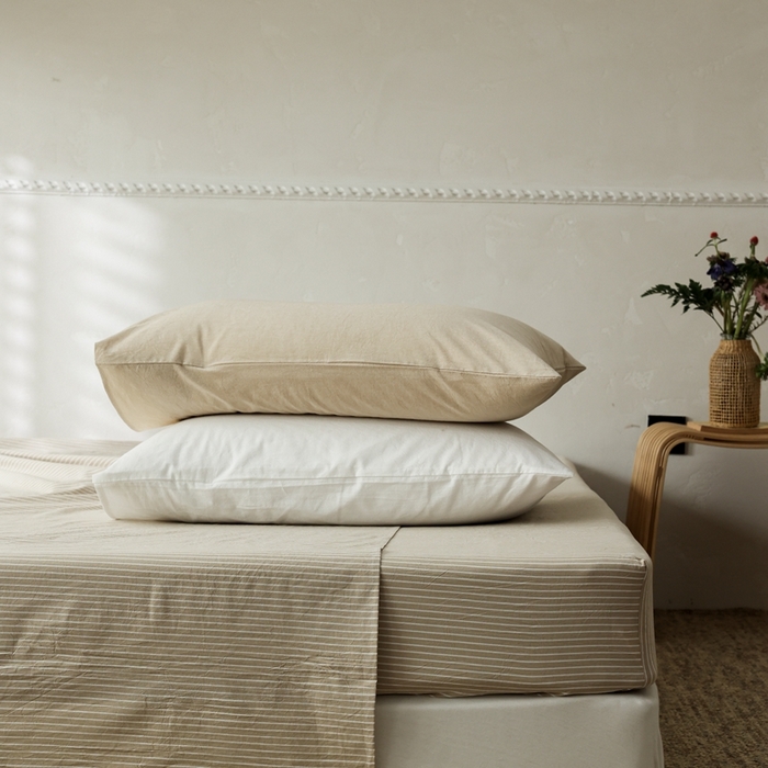 91家纺网 家纺一手货源 找家纺 棉眠 2026新款调色盘全棉纯棉水洗棉混搭单品系列-条纹单床单 卡其条