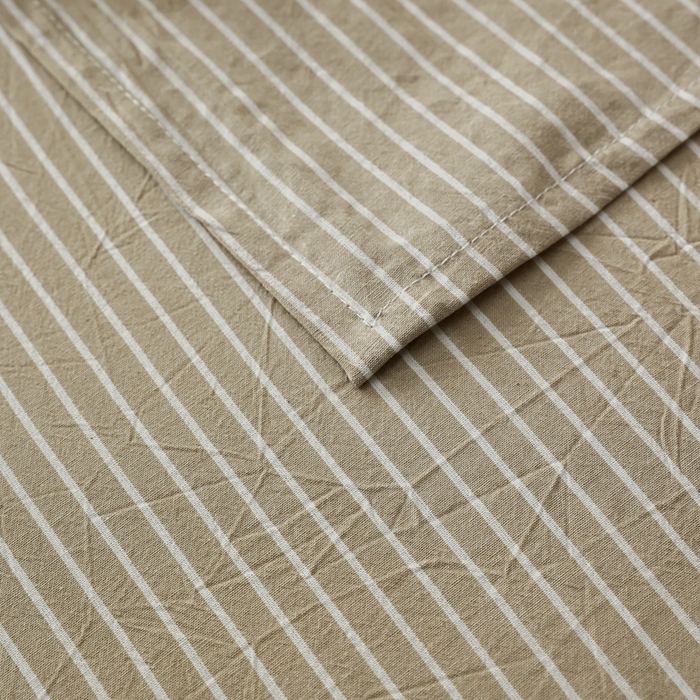 91家纺网 家纺一手货源 找家纺 棉眠 2026新款调色盘全棉纯棉水洗棉混搭单品系列-条纹单床单 卡其条