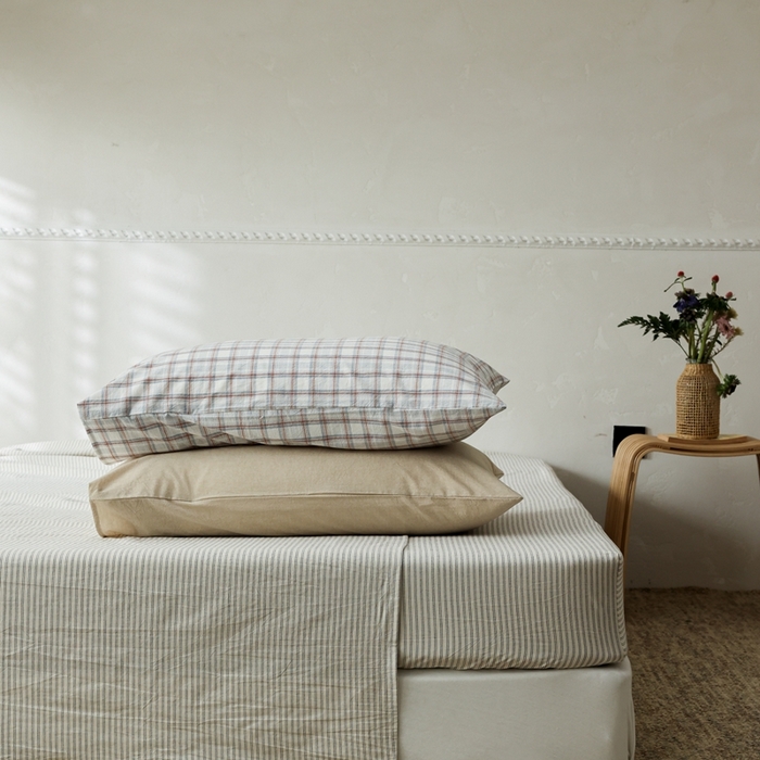 91家纺网 家纺一手货源 找家纺 棉眠 2026新款调色盘全棉纯棉水洗棉混搭单品系列-条纹单床单 米白条