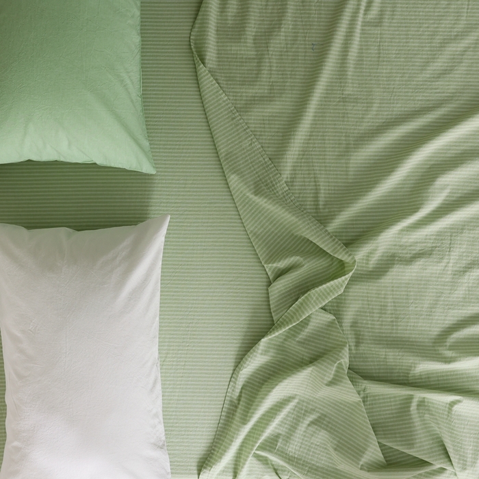 91家纺网 家纺一手货源 找家纺 棉眠 2026新款调色盘全棉纯棉水洗棉混搭单品系列-条纹单床单 蜜瓜条