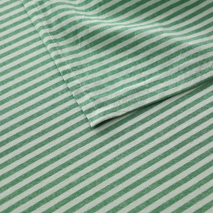 91家纺网 家纺一手货源 找家纺 棉眠 2026新款调色盘全棉纯棉水洗棉混搭单品系列-条纹单床单 绿条