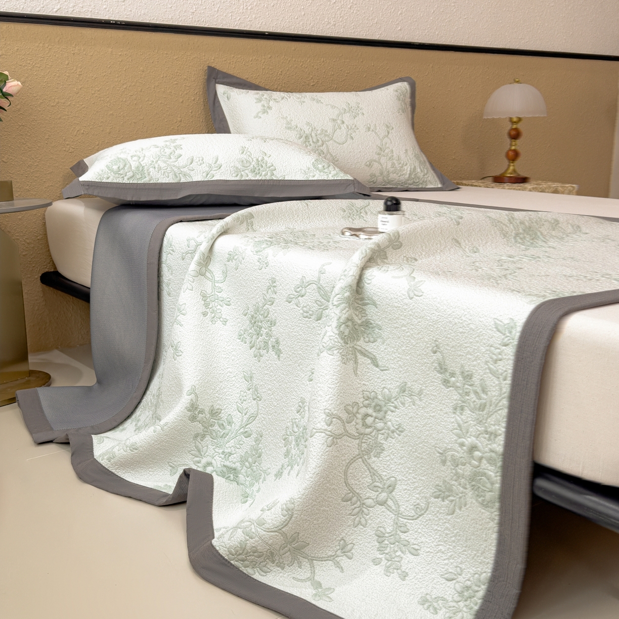 91家纺网 家纺一手货源 找家纺 孩子王家纺 2026新款夏天冰丝A类母婴级凉感值过0.21冰豆豆家用凉席子夏季-思琳娜 思琳娜-豆绿