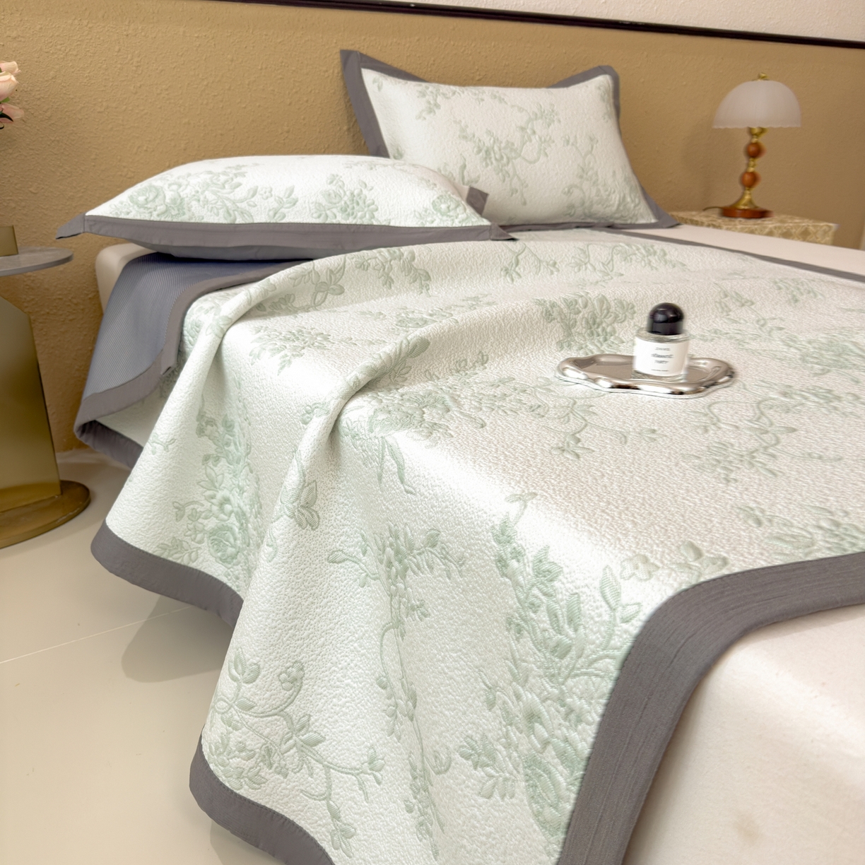 91家纺网 家纺一手货源 找家纺 孩子王家纺 2026新款夏天冰丝A类母婴级凉感值过0.21冰豆豆家用凉席子夏季-思琳娜 思琳娜-豆绿