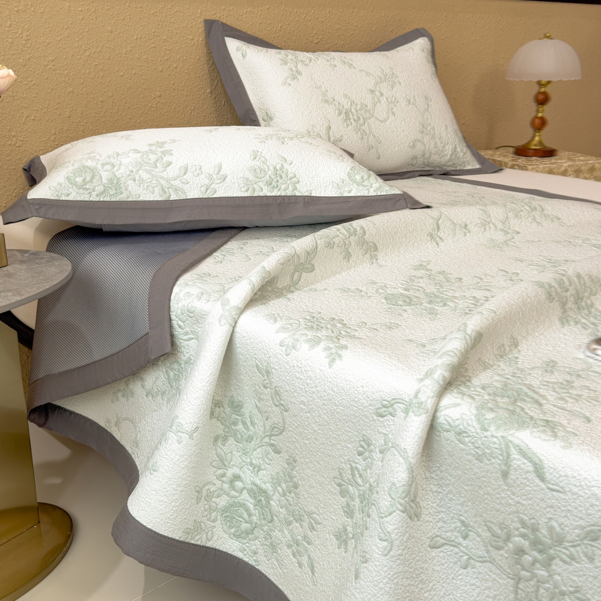 91家纺网 家纺一手货源 找家纺 孩子王家纺 2026新款夏天冰丝A类母婴级凉感值过0.21冰豆豆家用凉席子夏季-思琳娜 思琳娜-豆绿