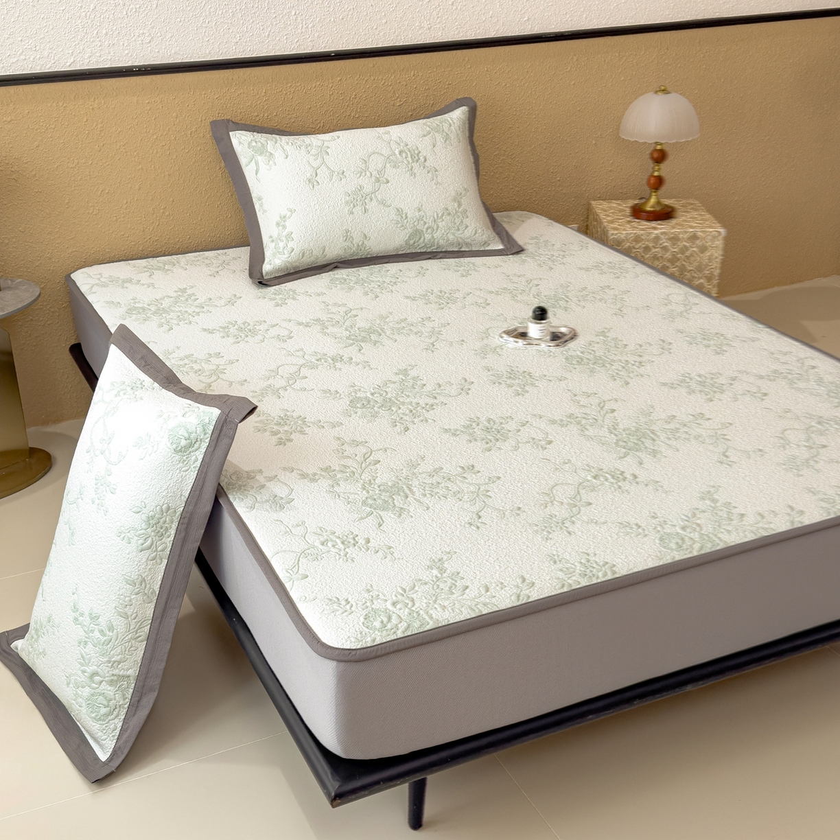 91家纺网 家纺一手货源 找家纺 孩子王家纺 2026新款夏天冰丝A类母婴级凉感值过0.21冰豆豆家用凉席子夏季-思琳娜 思琳娜-豆绿