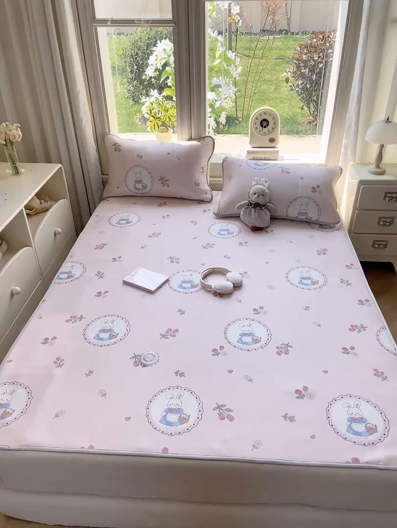 91家纺网 家纺一手货源 找家纺 麋兔 2026新款凉感小冰皮软席席子凉席 兔园