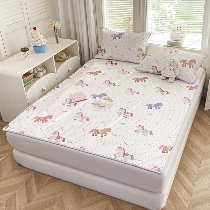 91家纺网 家纺一手货源 找家纺 麋兔 2026新款凉感小冰皮软席席子凉席 小马