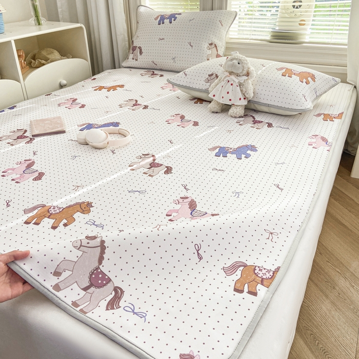 91家纺网 家纺一手货源 找家纺 麋兔 2026新款凉感小冰皮软席席子凉席 小马