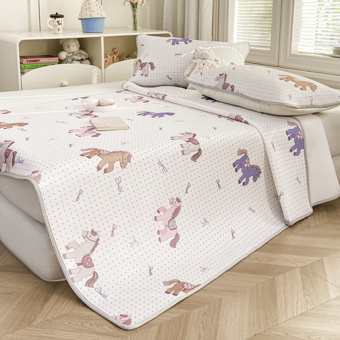 91家纺网 家纺一手货源 找家纺 麋兔 2026新款凉感小冰皮软席席子凉席 小马