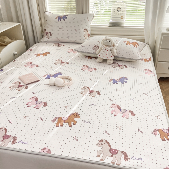 91家纺网 家纺一手货源 找家纺 麋兔 2026新款凉感小冰皮软席席子凉席 小马