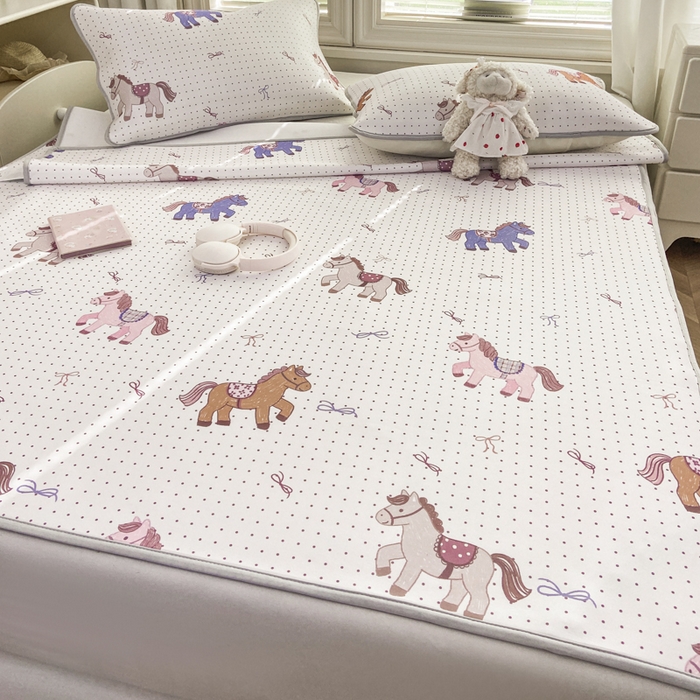 91家纺网 家纺一手货源 找家纺 麋兔 2026新款凉感小冰皮软席席子凉席 小马